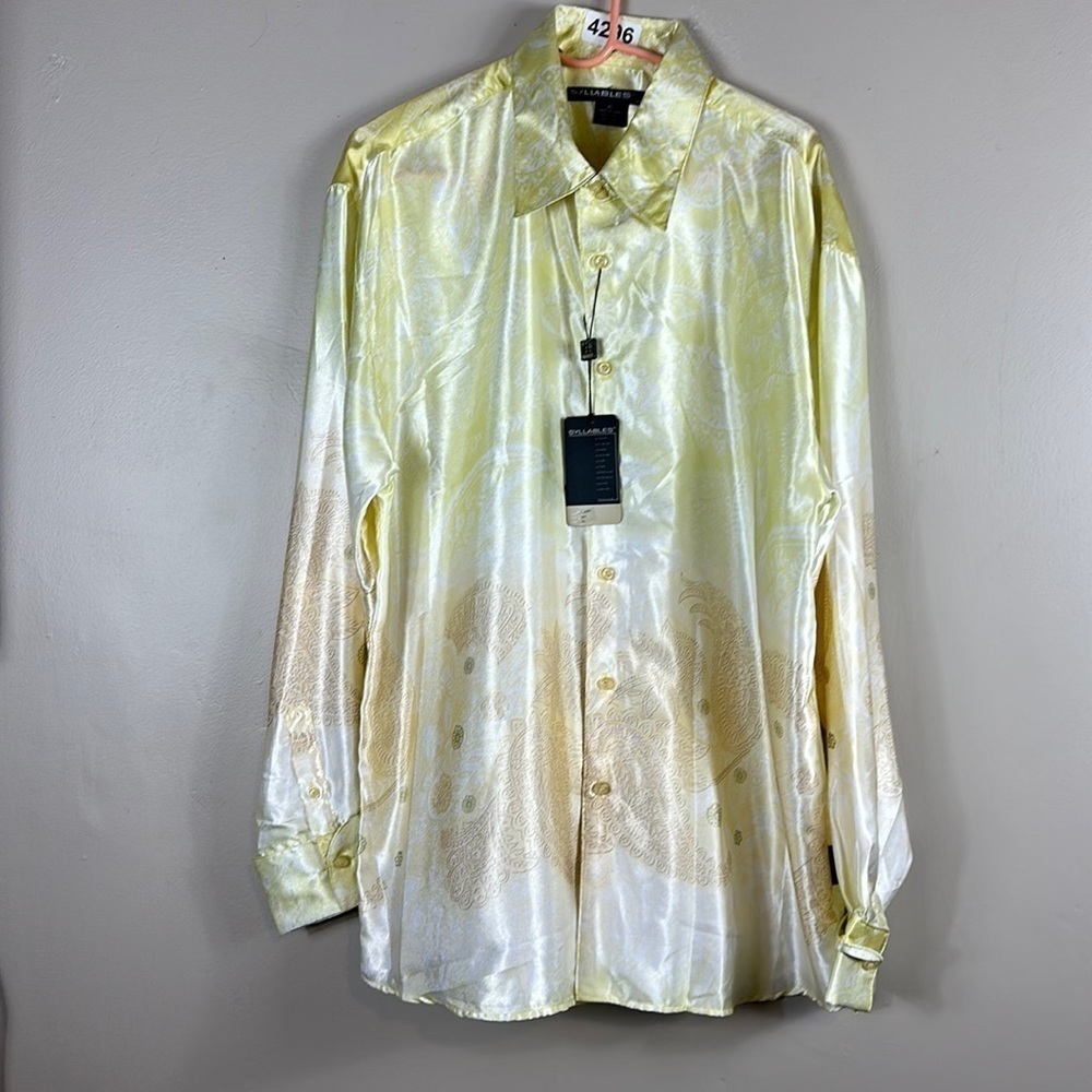 Syllables X-Large tall nwt p2p-24 length 40” two tone button down.
